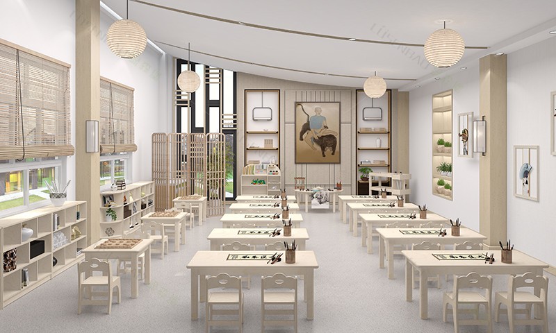 幼兒園家具國學室樺木兒童課桌椅.jpg